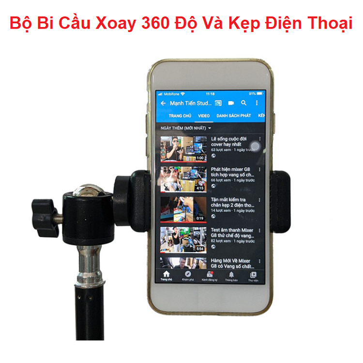 Combo Bộ Bi Cầu, Kẹp Điện Thoại, Xoay 2 Chiều, Quay 360 Độ, Gắn Chân Đèn, Tripod, Cây livestream - Gậy Tự Sướng - Giá Rẻ