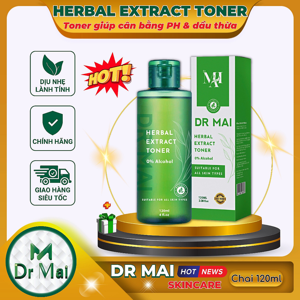 Toner Dr Mai cân bằng ph nước hoa hồng dưỡng ẩm giúp da mịn màng 120ml