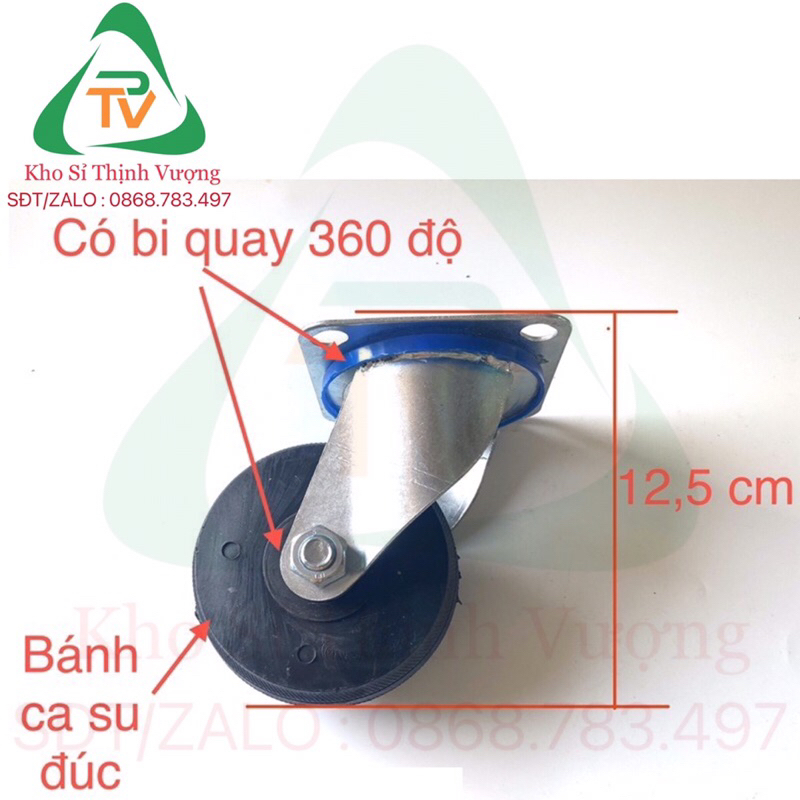 Bánh Xe Ca Su Đúc Chịu Tải Trọng Cao Tới 400 Kg