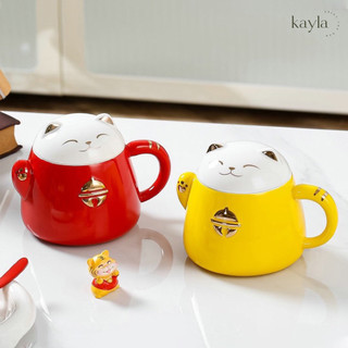 Ly sứ mèo thần tài may mắn
