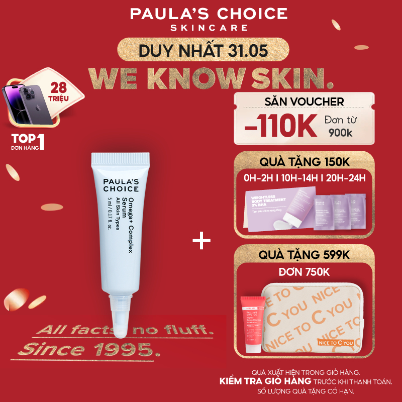 Tinh chất phức hợp trẻ hóa và thức tỉnh làn da tối ưu Paula’s Choice Resist Omega + Complex Serum 5ml 2137