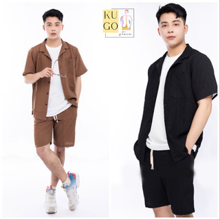 Bộ Quần Áo Nam - Bộ Sơ Mi Cộc Tay Vải Đũi Tằm Gân KUGO