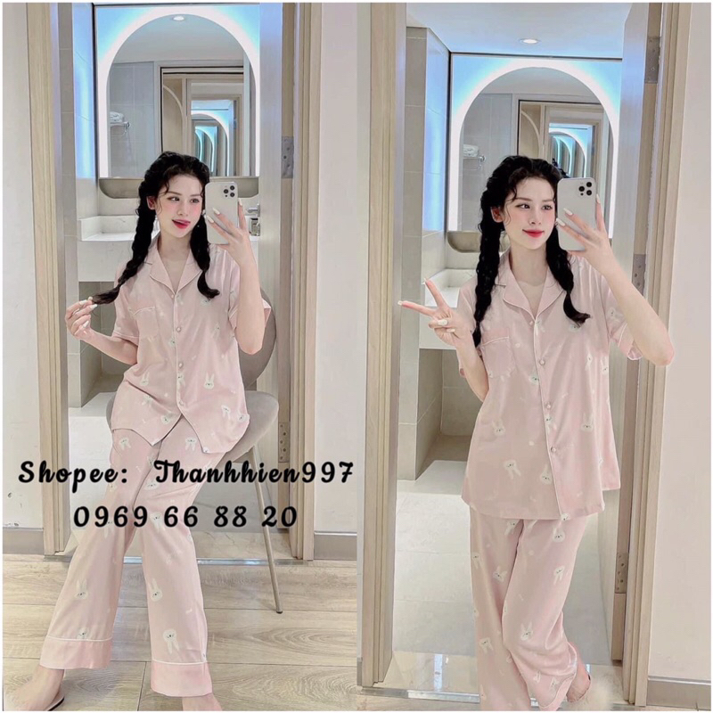 ❤️Hàng QC❤️Pijama tay ngắn quần dài LEISURE_THANHHIEN997_lụa satin cao cấp, Form rộng 2014.