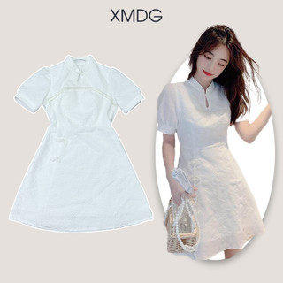 Váy xốp hoa sườn xám, dáng cổ áo dài nữ, thời trang nữ thanh lịch