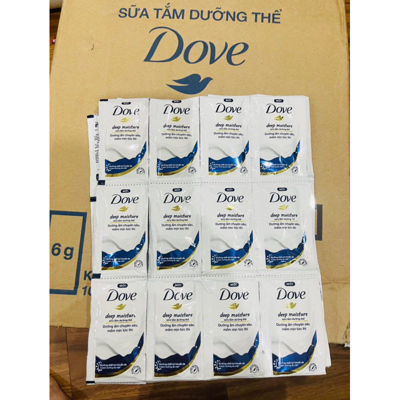 Dât 12 gói Sữa tắm dưỡng thể Dove dưỡng ẩm chuyên sâu / da mịn hương hoa 6g
