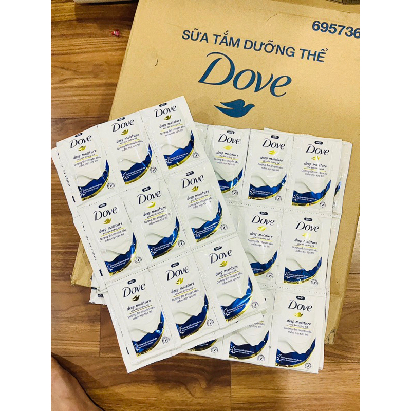 Dât 12 gói Sữa tắm dưỡng thể Dove dưỡng ẩm chuyên sâu / da mịn hương hoa 6g