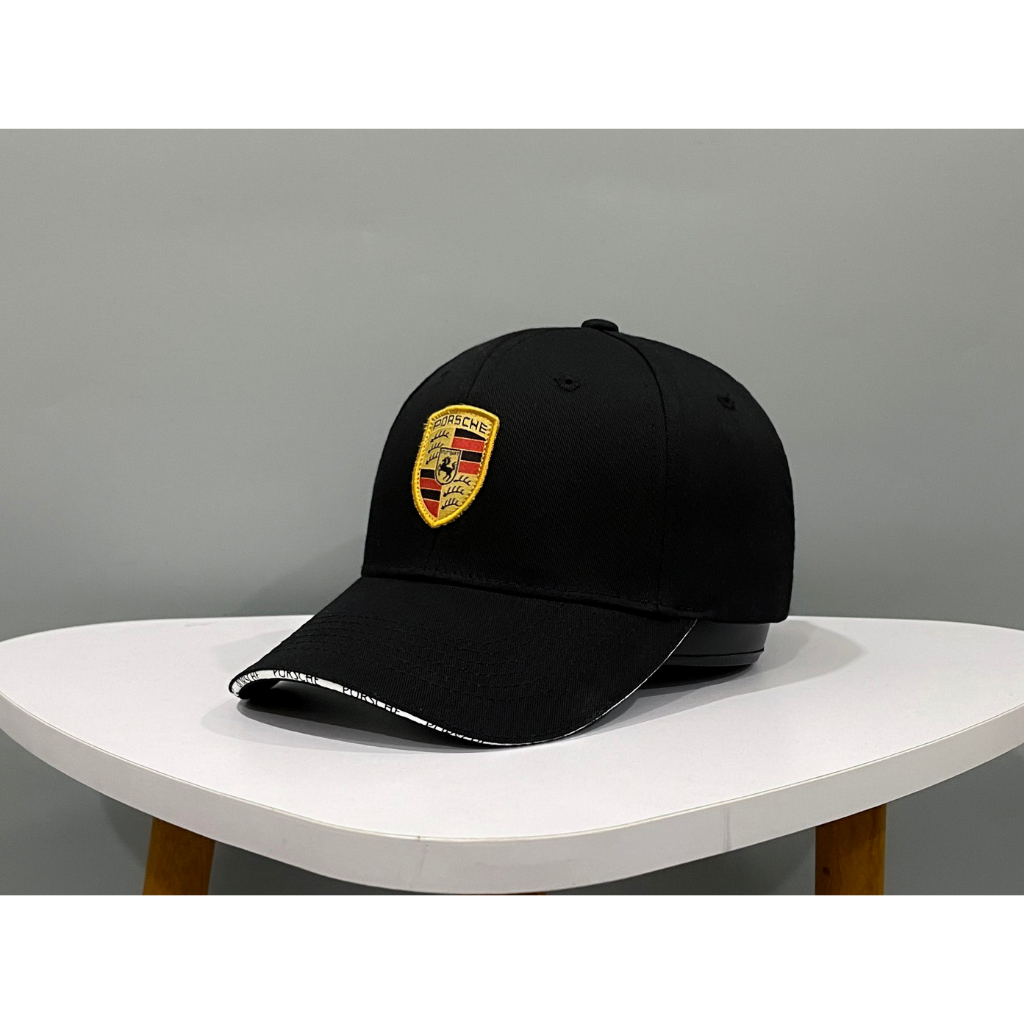 Mũ lưỡi trai màu đen thêu Logo "Porcher" thêu nổi, hàng xuất dư Freesize dành cho cả nam và nữ, Full hộp