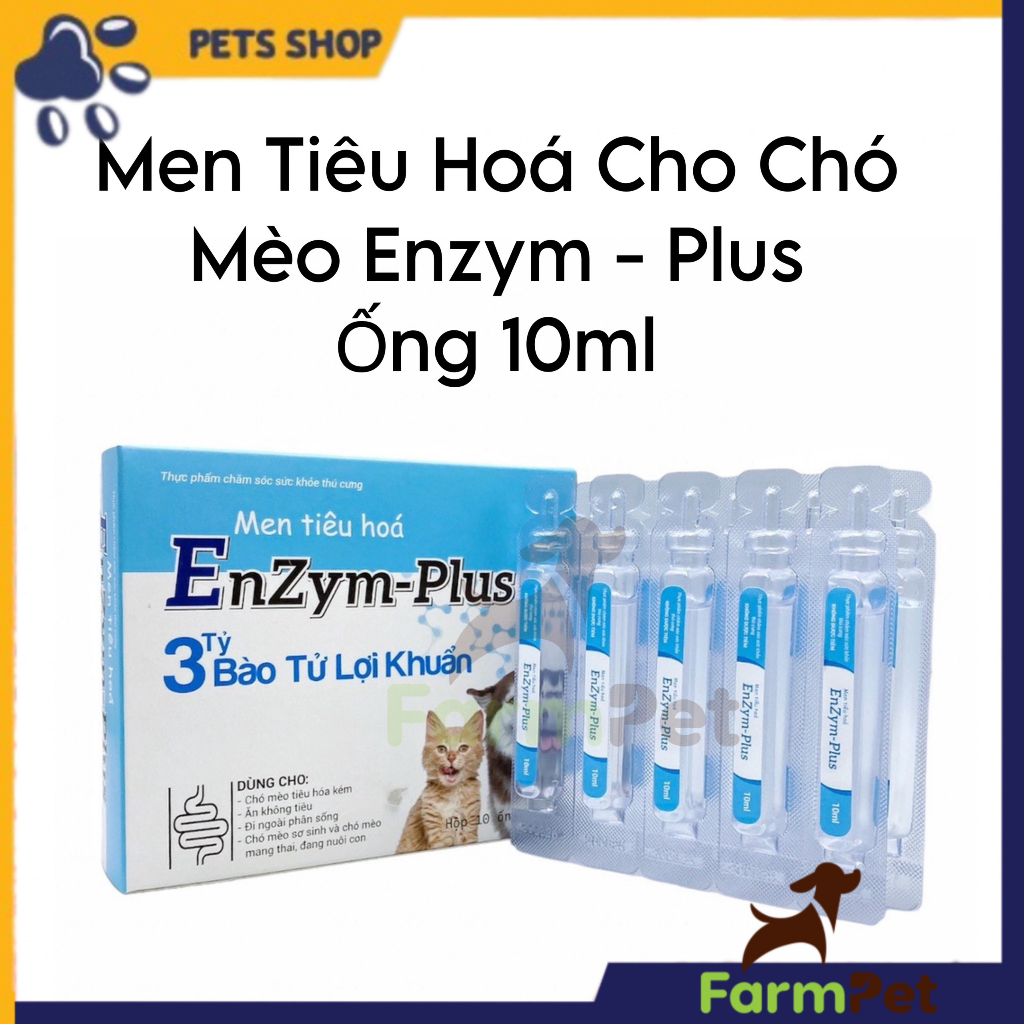 Men tiêu hoá Enzyme plus cho chó mèo ống 10ml, bổ sung lợi khuẩn đường ruột giảm rối loạn tiêu hoá cho thú cưng-Farm Pet