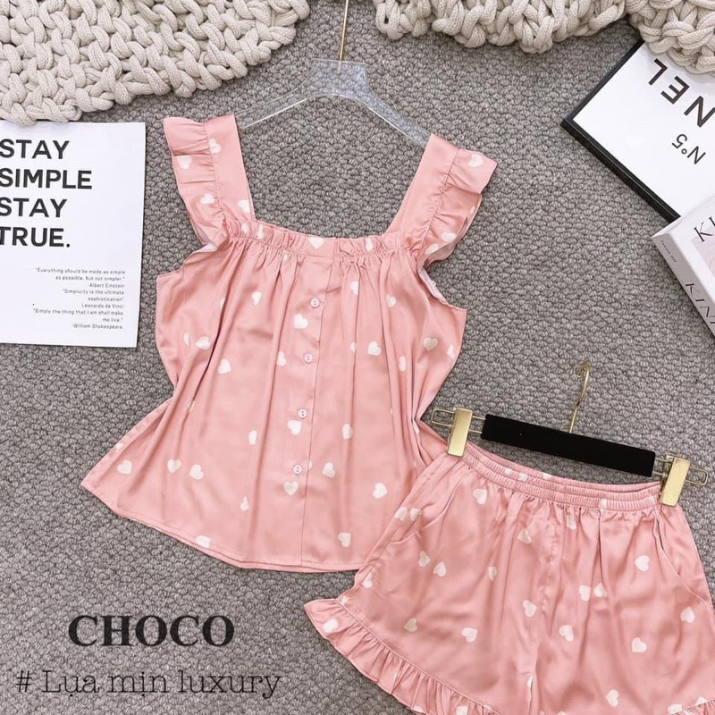 Bộ lụa 2 dây hãng choco bộ mặc nhà cao cấp đồ ngủ đẹp
