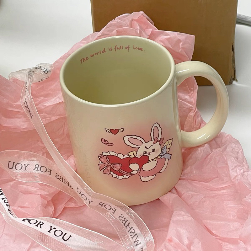 (FULL BOX + THIỆP) Cốc sứ Love Angel Bunny dễ thương, quà tặng sinh nhật, phụ kiện chụp ảnh - Orori ❤