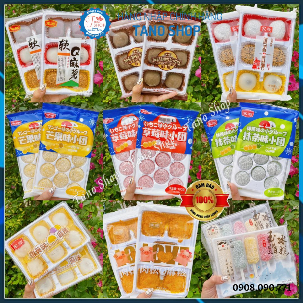 Bánh mochi lạnh nhân kem trái cây Đài Loan khay 180g, ăn vặt ngon rẻ Sài Gòn