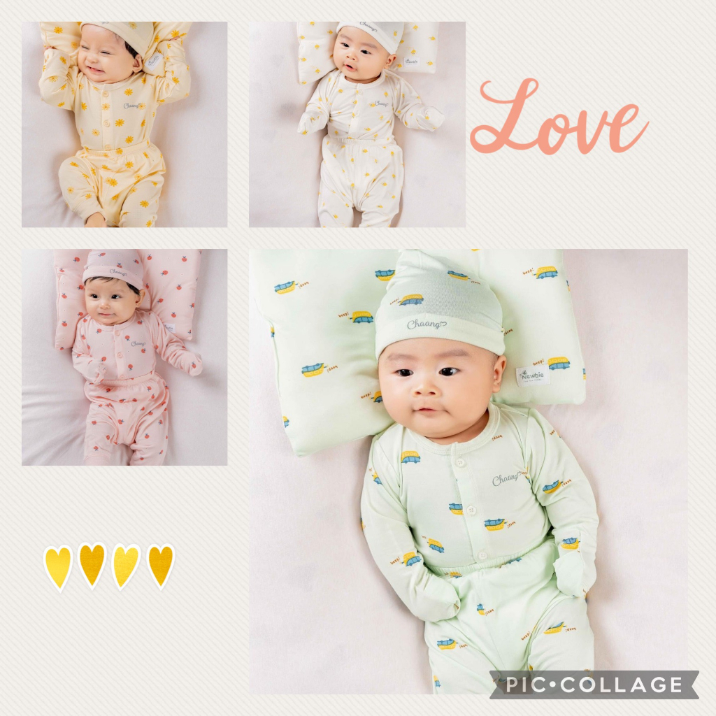 Chaang Bộ dài tay sơ sinh cúc giữa Spring SS2023D03