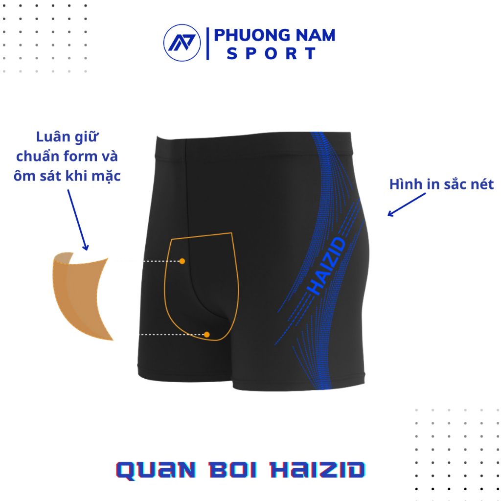 Quần bơi nam chính hãng HAIZID kiểu dáng sport cao cấp co giãn 4 chiều chống  thấm tốt,nhanh khô