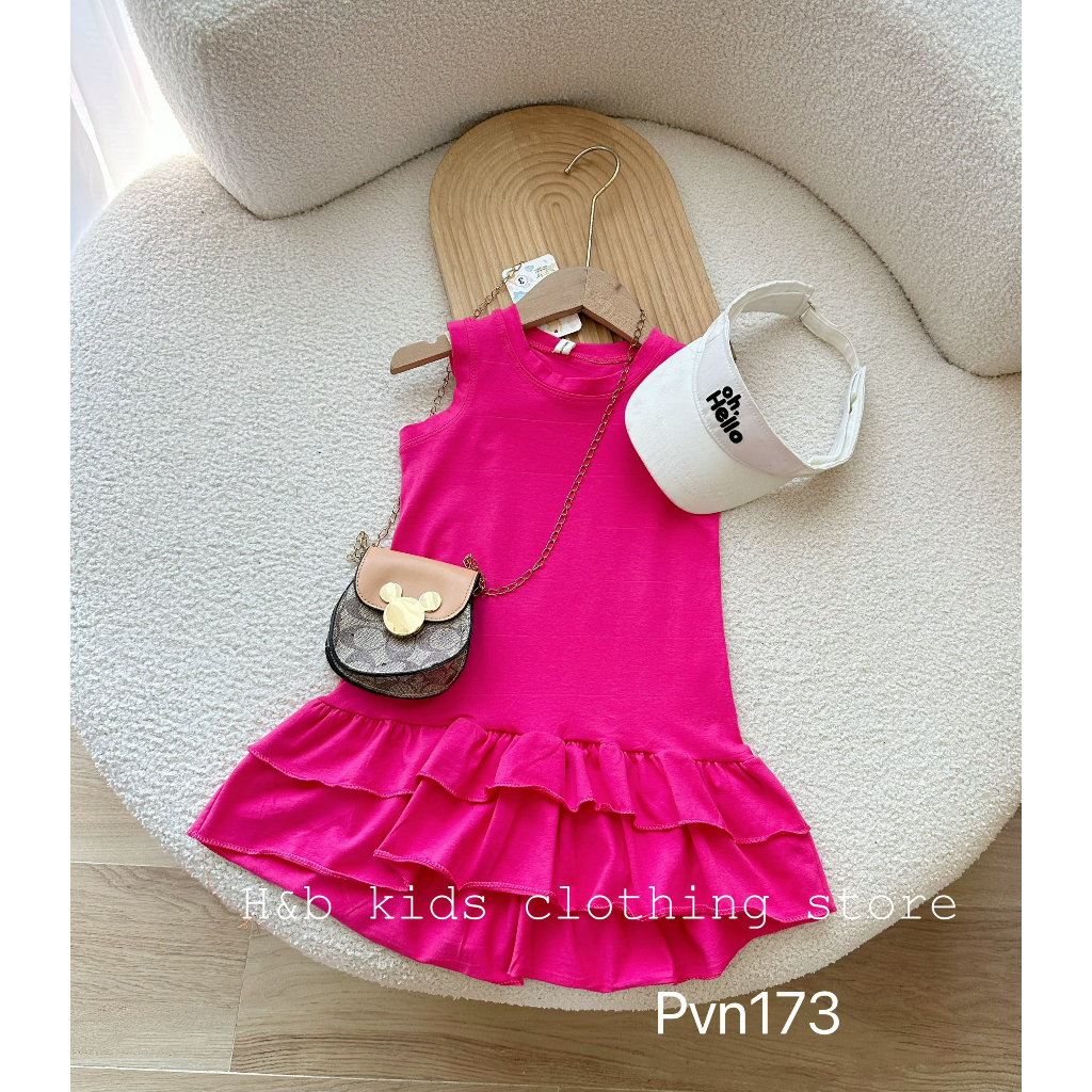 Xả kho - Váy suông cotton chân tầng 3 màu xinh xắn cho bé gái