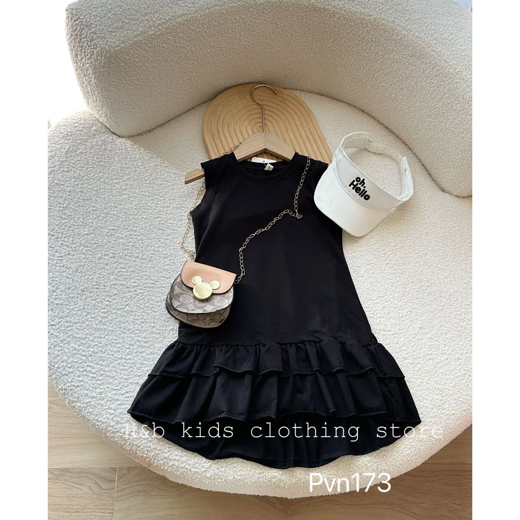 Xả kho - Váy suông cotton chân tầng 3 màu xinh xắn cho bé gái