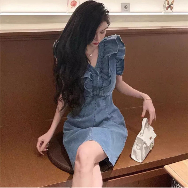 Đầm jeans cổ bèo bigsize_saigon(50-90kg)