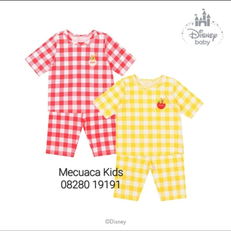Bộ lửng tay lỡ cotton kẻ caro xuất Hàn dư xịn cho bé trai bé gái Pooh