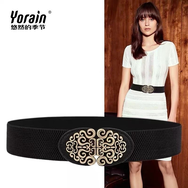 Thắt lưng Dây nịt thun đai váy nữ Bsnr 4cm Lưng thun co giãn tốt Móc cài trước