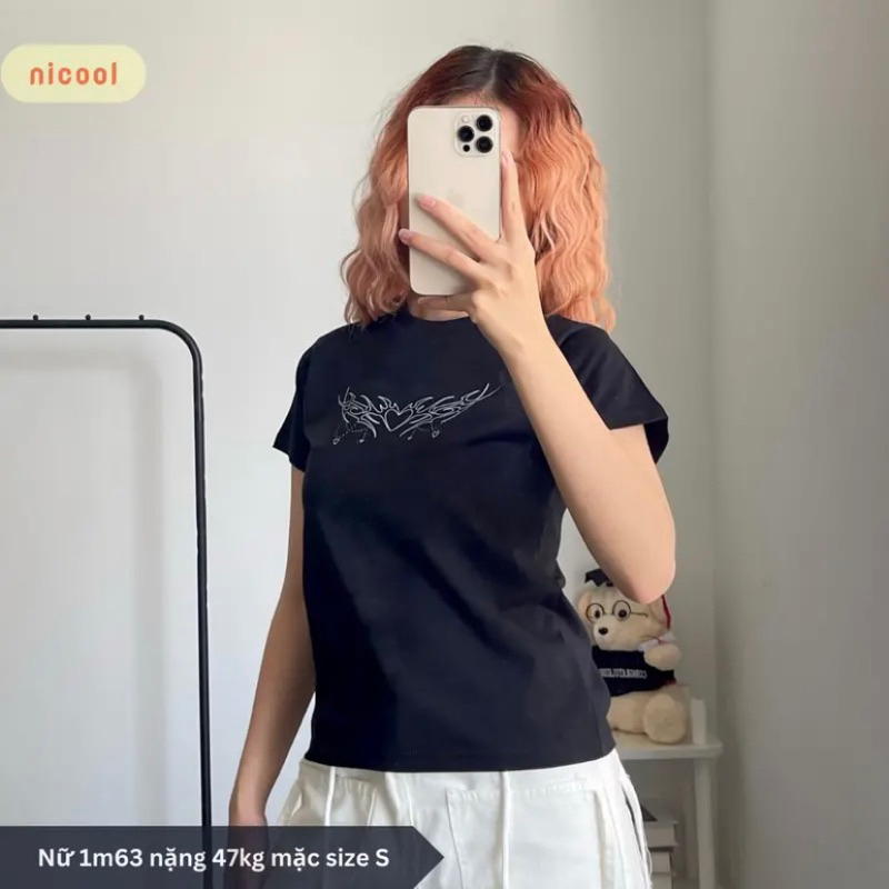 Áo Thun BABY TEE TRÁI TIM Chất Cotton 100% 2 Chiều, Form Babytee - GUNN