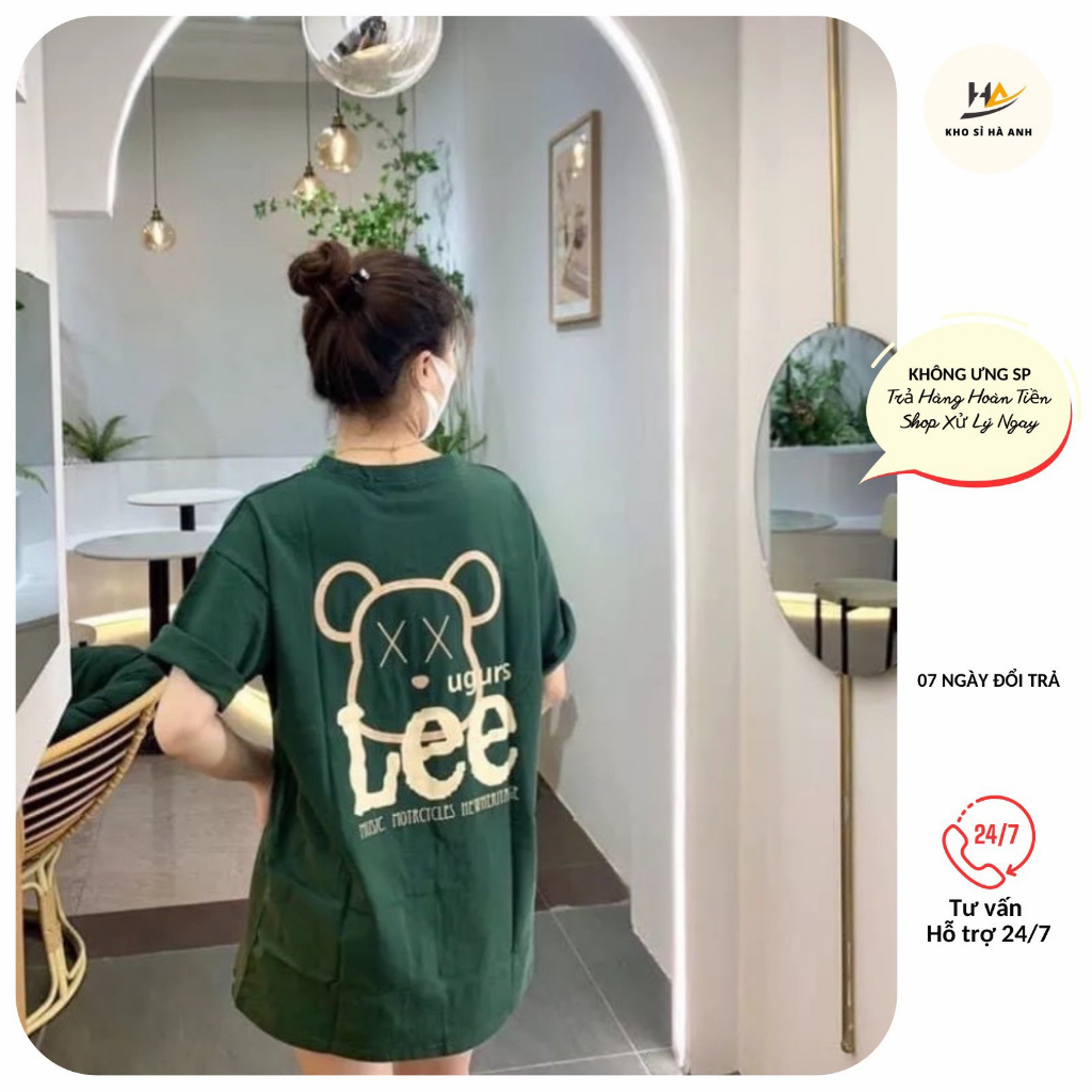 Áo Phông 3158 Áo Thun Nam Nữ In Hình Gấu Lee Form Rộng Tay Ngắn Dáng Giấu Quần Unisex Ms P256.