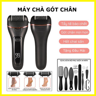  Máy Chà Gót Chân Tẩy Tế Bào Chết 3 Đầu Chà Máy mài gót chân 2 chế độ tặng kèm 10 phụ kiện chà gót chân 