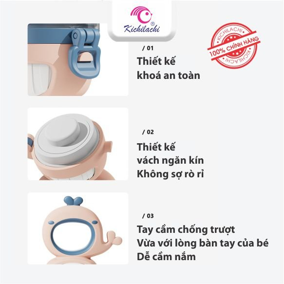 Túi nhai ăn dặm chống hóc Kichilachi hình con cá cho bé tập ăn hoa quả, núm nhai silicon