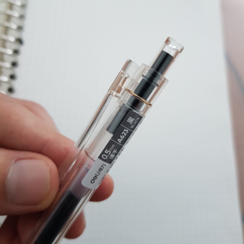Bút gel Deli A623 thiết kế trong suốt ngòi 0,5mm mực đen nhanh khô viết êm trơn