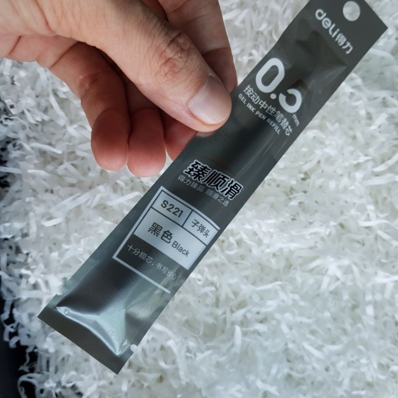 Ruột bút gel Deli S221 ngòi 0,5mm dùng thay thế cho Bút A575, S101