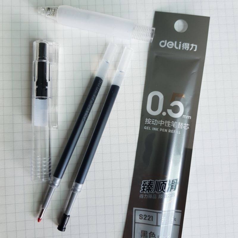 Ruột bút gel Deli S221 ngòi 0,5mm dùng thay thế cho Bút A575, S101 ( Hàng Chính Hãng)
