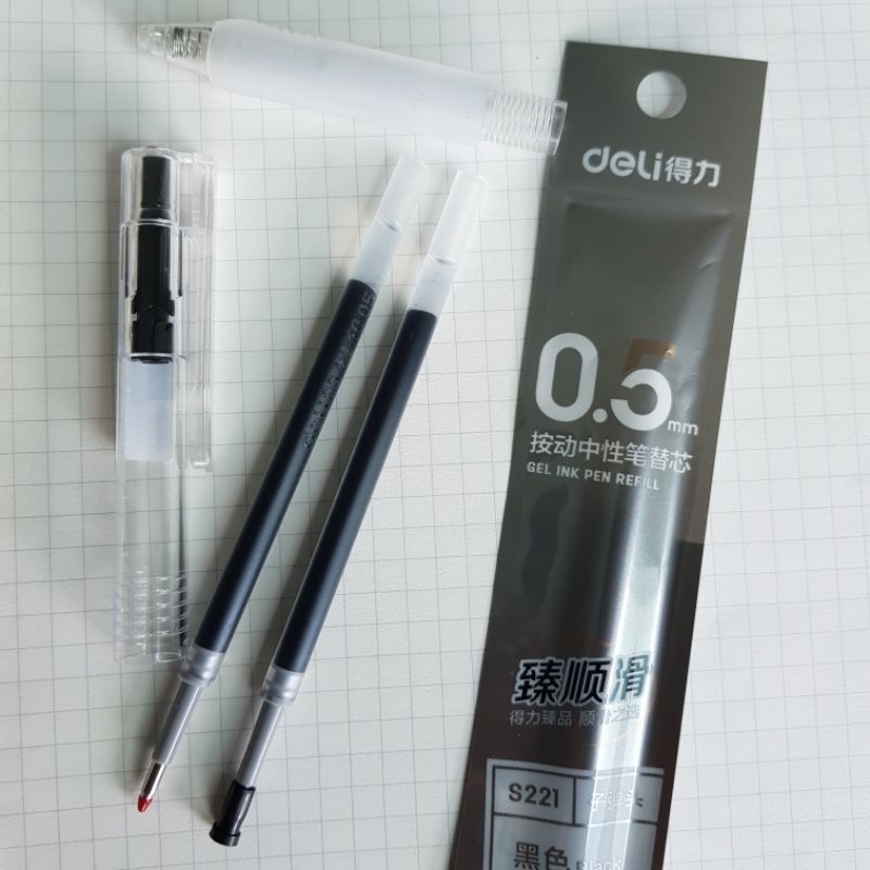 Ruột bút gel Deli S221 ngòi 0,5mm dùng thay thế cho Bút A575, S101