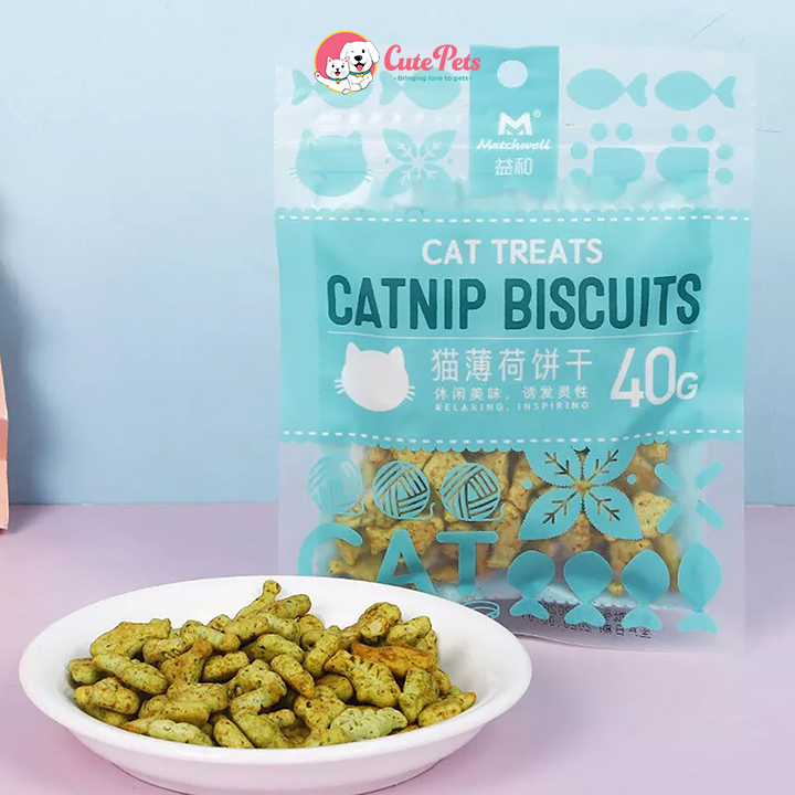 Bánh cá cho mèo Catnip Biscuits 40g Đồ ăn vặt cho mèo - Cutepets