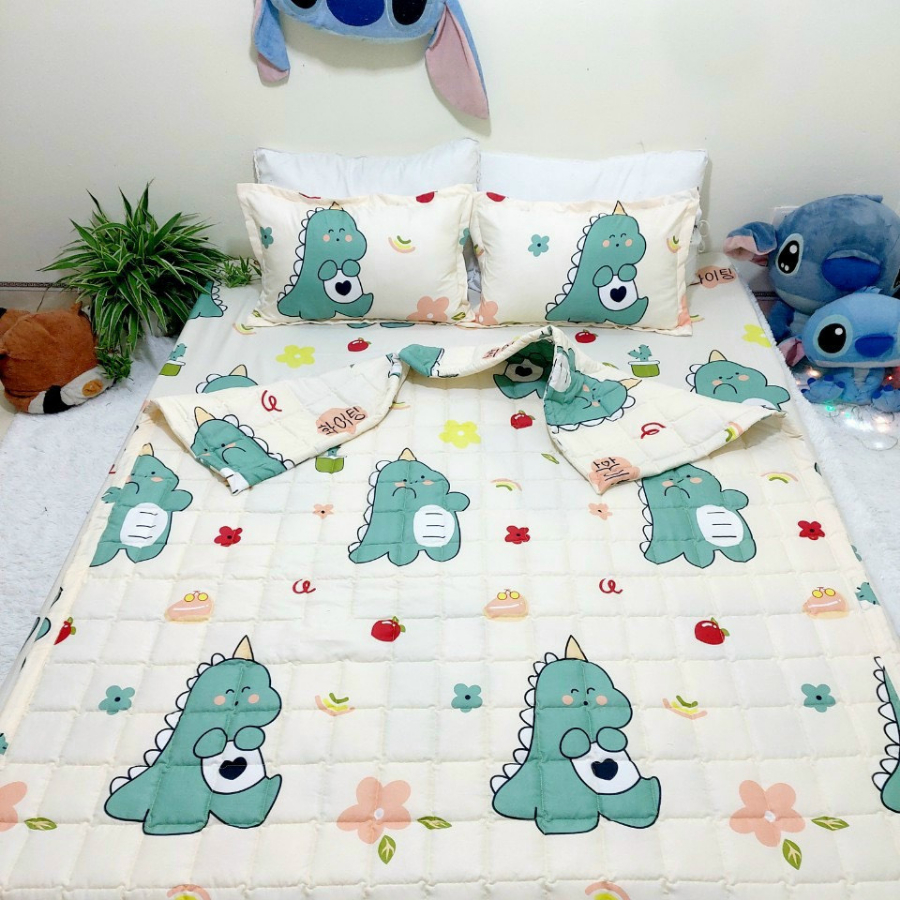 Chăn hè trần bông 3 lớp cotton poly Loại 1 kt 1m7 - siêu gọn nhẹ thấm hút mồ hôi tốt - Kẻ Ziczac Ghi, Mickey, Hoa,..