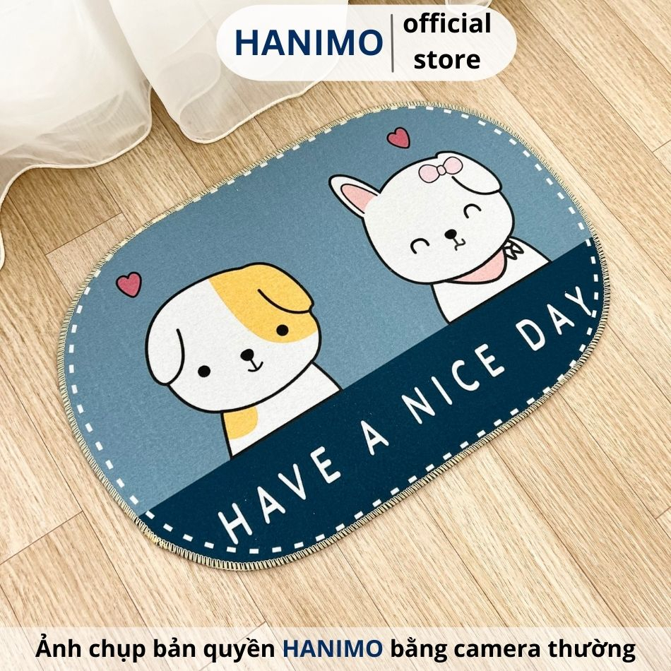 Thảm chùi chân gấu dâu LOTSO mẫu mới - Thảm lau chân gấu hồng bầu dục thấm hút nước chống trượt 40x60cm HANIMO