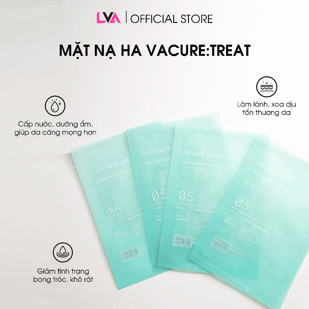 Mặt nạ siêu cấp ẩm & phục hồi da Vacure:treat HA Moisture Essence Sheet Mask