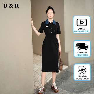 Đầm polo jean bigsize bo eo Quảng Châu cao cấp D&R Fashion D257