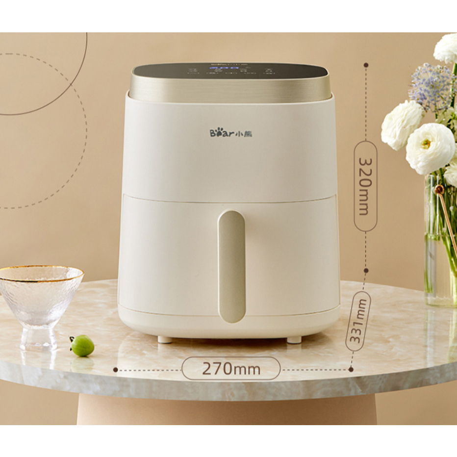 Nồi chiên không dầu Bear QZG-D15W1, 5.0 lít, nướng thịt, nướng bánh mì, quay thực phẩm, nồi chiên không khí, lò nướng