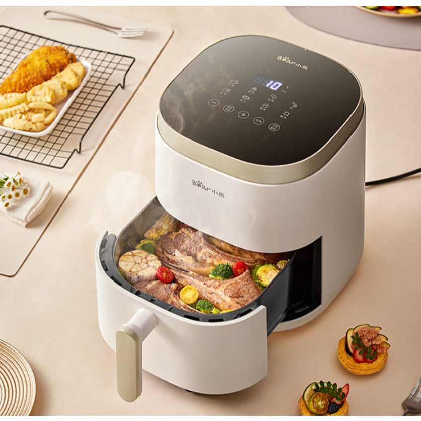 Nồi chiên không dầu Bear QZG-D15W1, 5.0 lít, nướng thịt, nướng bánh mì, quay thực phẩm, nồi chiên không khí, lò nướng