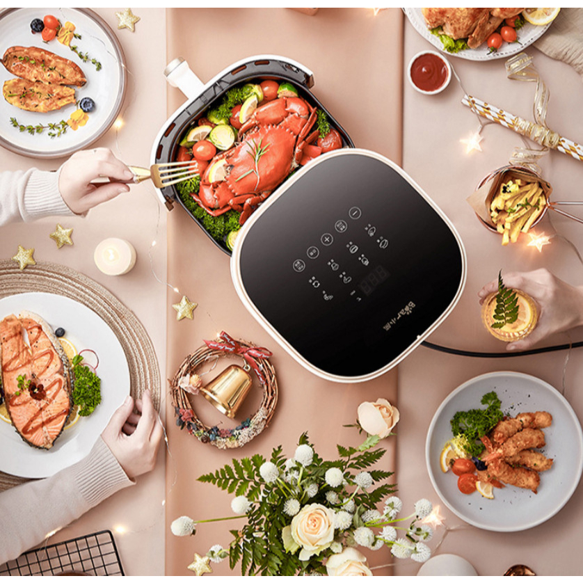 Nồi chiên không dầu Bear QZG-D15W1, 5.0 lít, nướng thịt, nướng bánh mì, quay thực phẩm, nồi chiên không khí, lò nướng