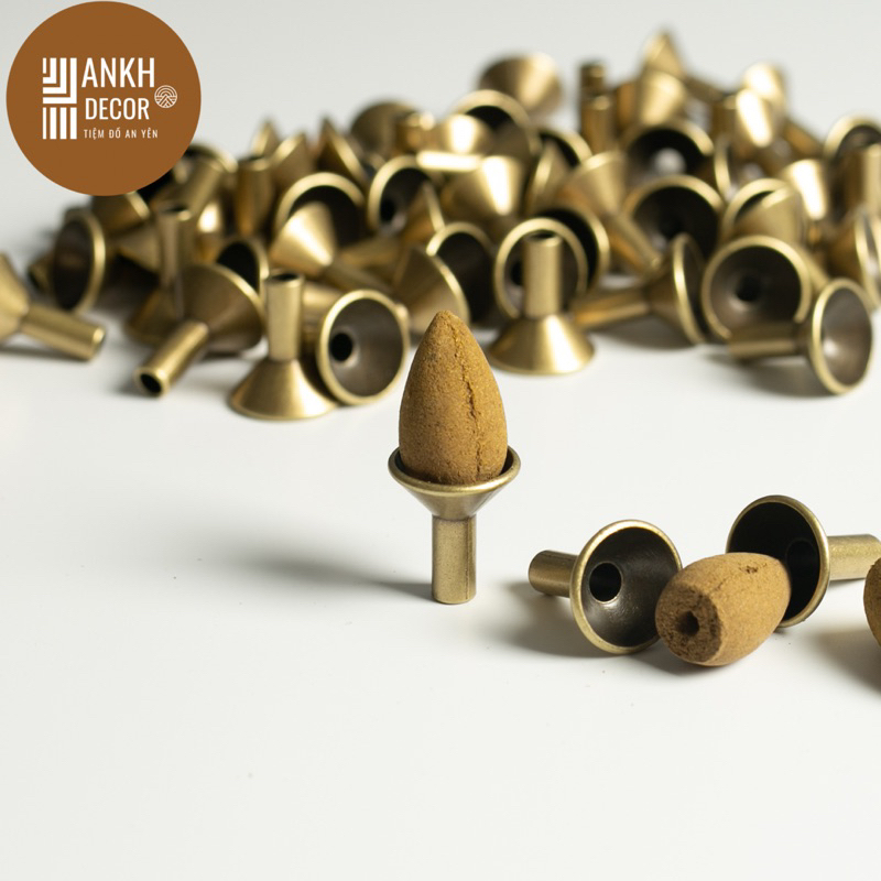 Đế trụ đồng đặt nhang nụ cắm nhang thắp hương phụ kiện thác khói trầm hương