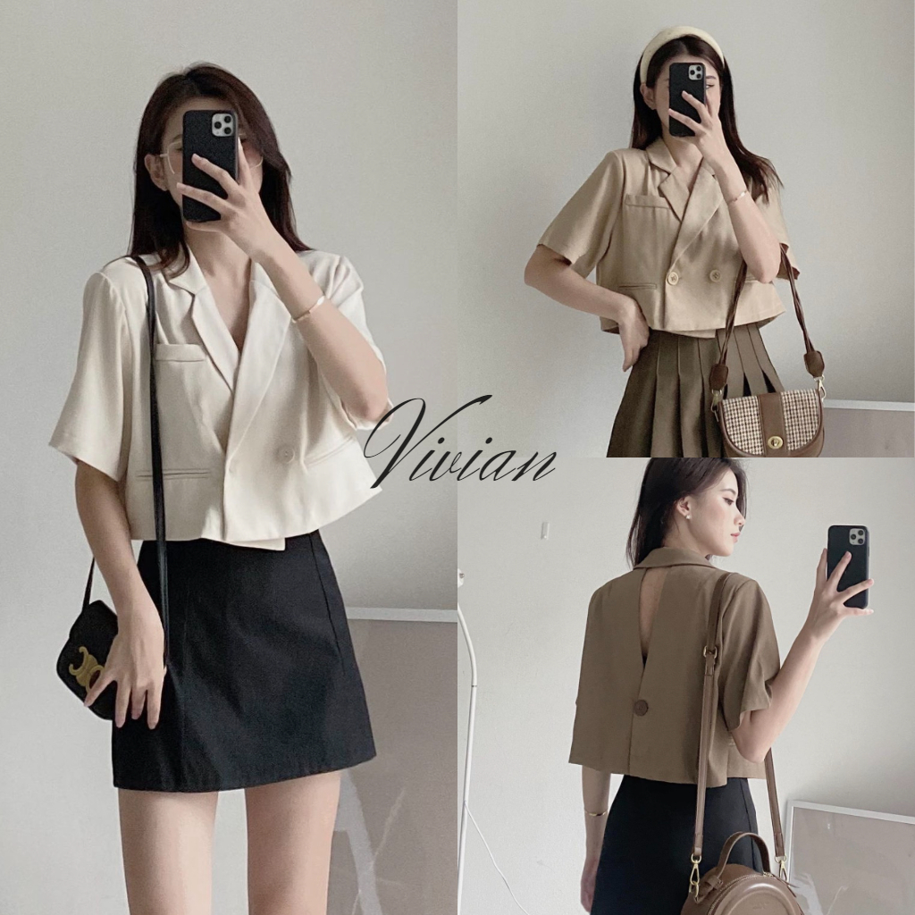 Áo vest croptop hở lưng thiết kế form xuông rộng dễ phối AoLBZA079_