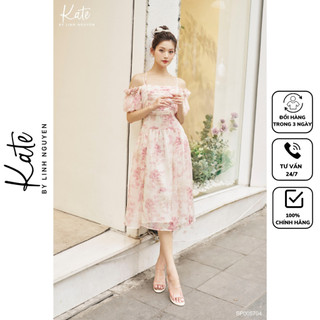 Váy nhún ngực đính hoa tay 5704 thời trang thiết kế Kate by Linh Nguyen