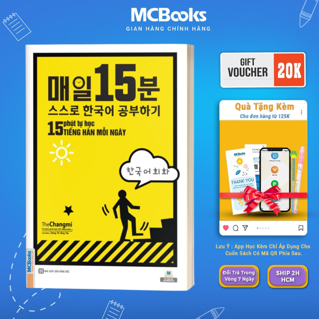Sách - 15 phút tự học tiếng Hàn mỗi ngày Mcbooks