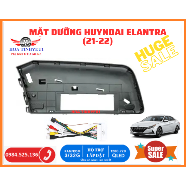 Mặt dưỡng 9 inch Hyundai Elantra 2021-2022 kèm dây nguồn cắm zin theo xe dùng cho màn hình DVD android. Mặt Dưỡng Elantr
