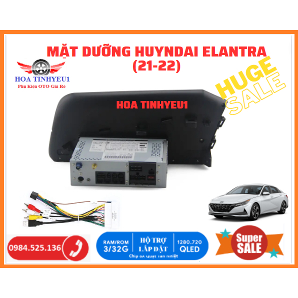 Mặt dưỡng 9 inch Hyundai Elantra 2021-2022 kèm dây nguồn cắm zin theo xe dùng cho màn hình DVD android. Mặt Dưỡng Elantr