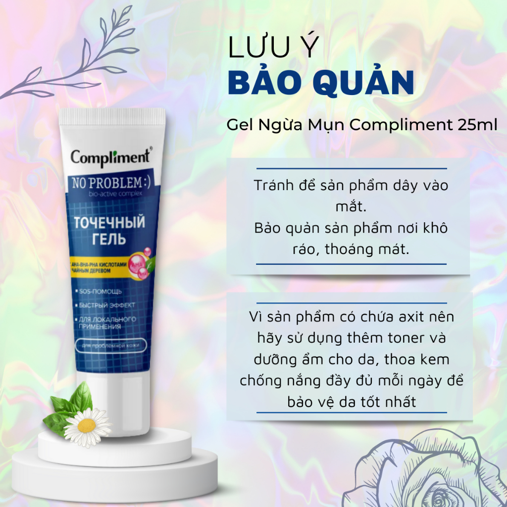 Chấm Mụn Compliment No Problem Kem Giảm Thâm Mụn Đầu Đen Và Mụn Ẩn - Gel Ngăn Viêm Da Kiềm Dầu Se Khít Lỗ Chân Lông 25ml