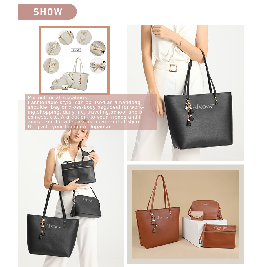 Bộ 4 túi xách AFKOMST có tay cầm phong cách hobo thiết kế sang trọng thời trang dành cho nữ