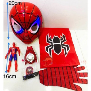 SET SIÊU NHÂN NHỆN SPIDER MAN/ ĐỘI TRƯỞNG MỸ CAPTAIN AMERICA GỒM ÁO CHOÀNG, MẶT NẠ CÓ ĐÈN, GĂNG TAY, MÔ HÌNH SIÊU NHÂN