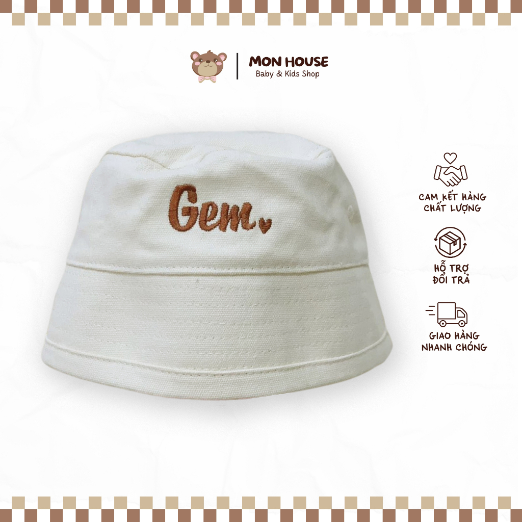 Mũ Bucket thêu tên phong cách Hàn Quốc cho bé. Nón Bucket cho bé  Có 2 size  cho bé trai