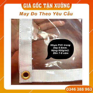 [Free May Viền - Dày 0,6mm] Tấm Bạt Nhựa PVC Trong Suốt Che Mưa, Tấm Rèm Nhựa Trong Suốt Chắn Điều Hoà (khổ 1,4m dày 0,6