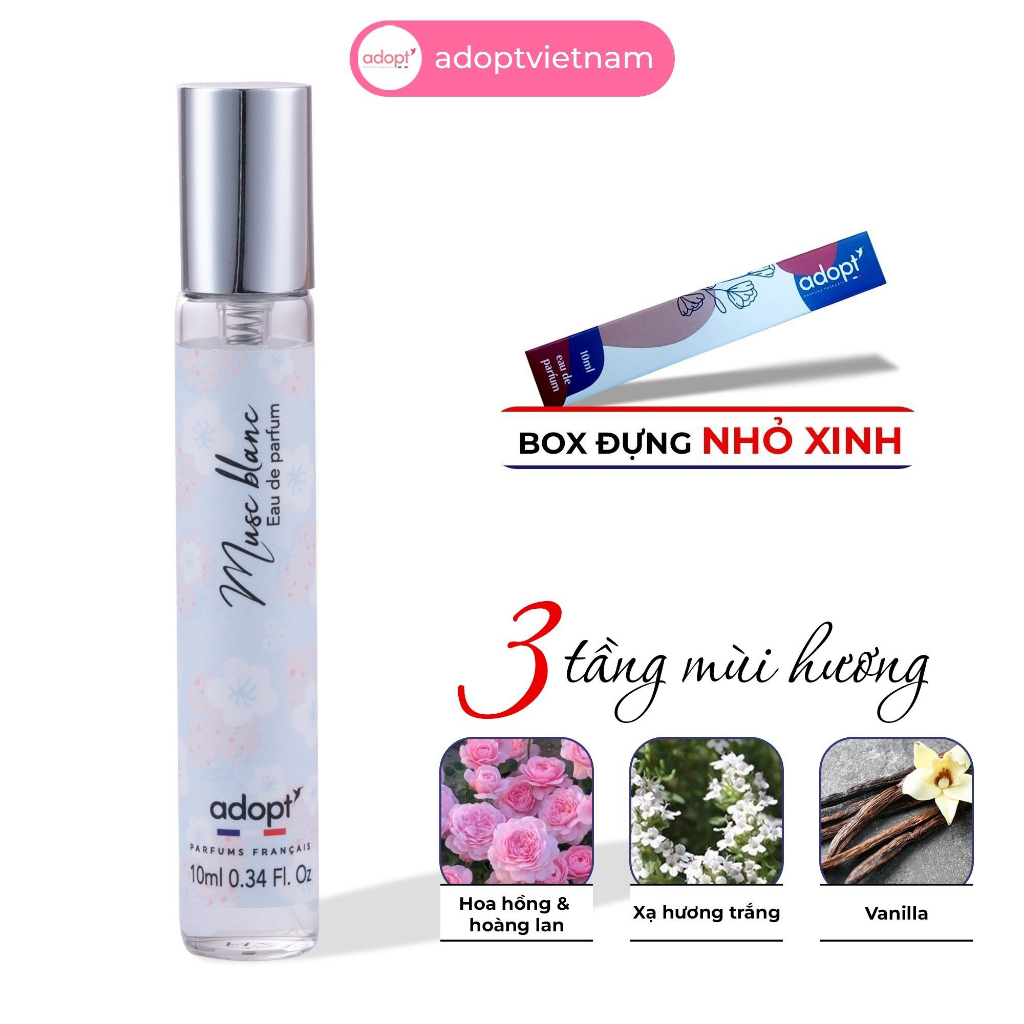 Nước hoa nam nữ Unisex Adopt Musc Blanc tinh dầu thơm chính hãng Pháp lưu hương lâu trong trẻo thuần khiết